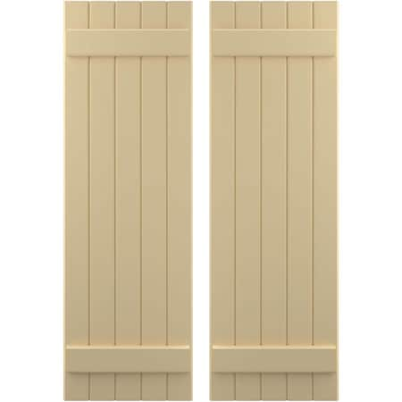 Americraft 5-Board (2 Batten) Exterior Real Wood Joined Board-n-Batten Shutters, ARW101BB518X55NTH